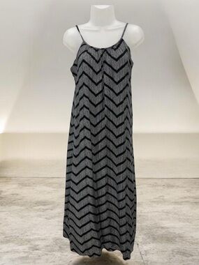Merona Black and Gray Chevron adjustable spaghetti straps Maxi Dress